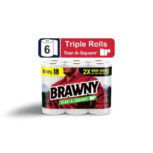 Brawny Tear-a-Square Paper Towels, 6 Triple Rolls