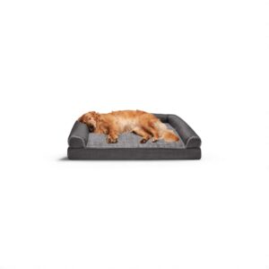 FurHaven Luxe Fur Orthopedic Sofa Pet Bed – Charcoal, Jumbo