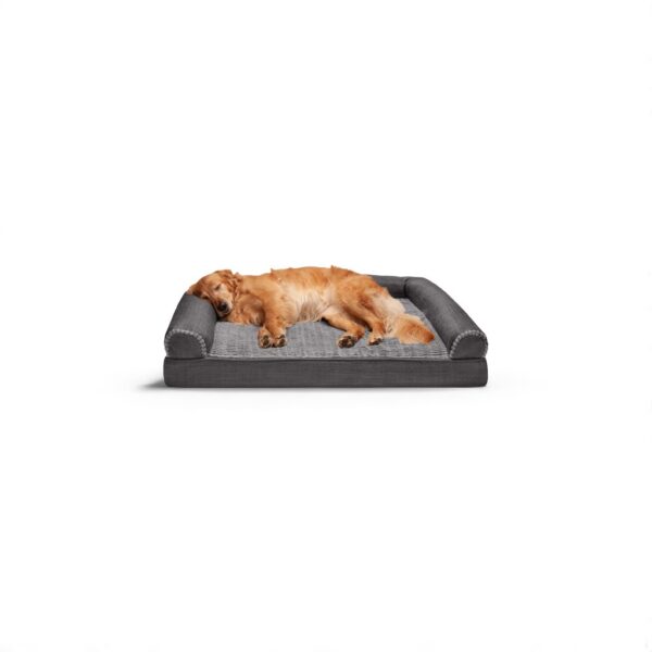 FurHaven Luxe Fur Orthopedic Sofa Pet Bed – Charcoal, Jumbo