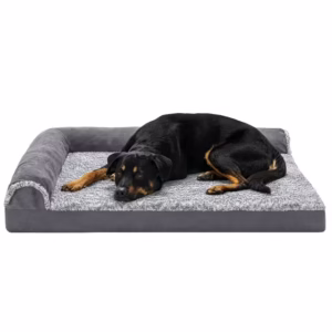 Furhaven Two-Tone Faux Fur & Suede Deluxe Chaise Lounge Top Pet Bed
